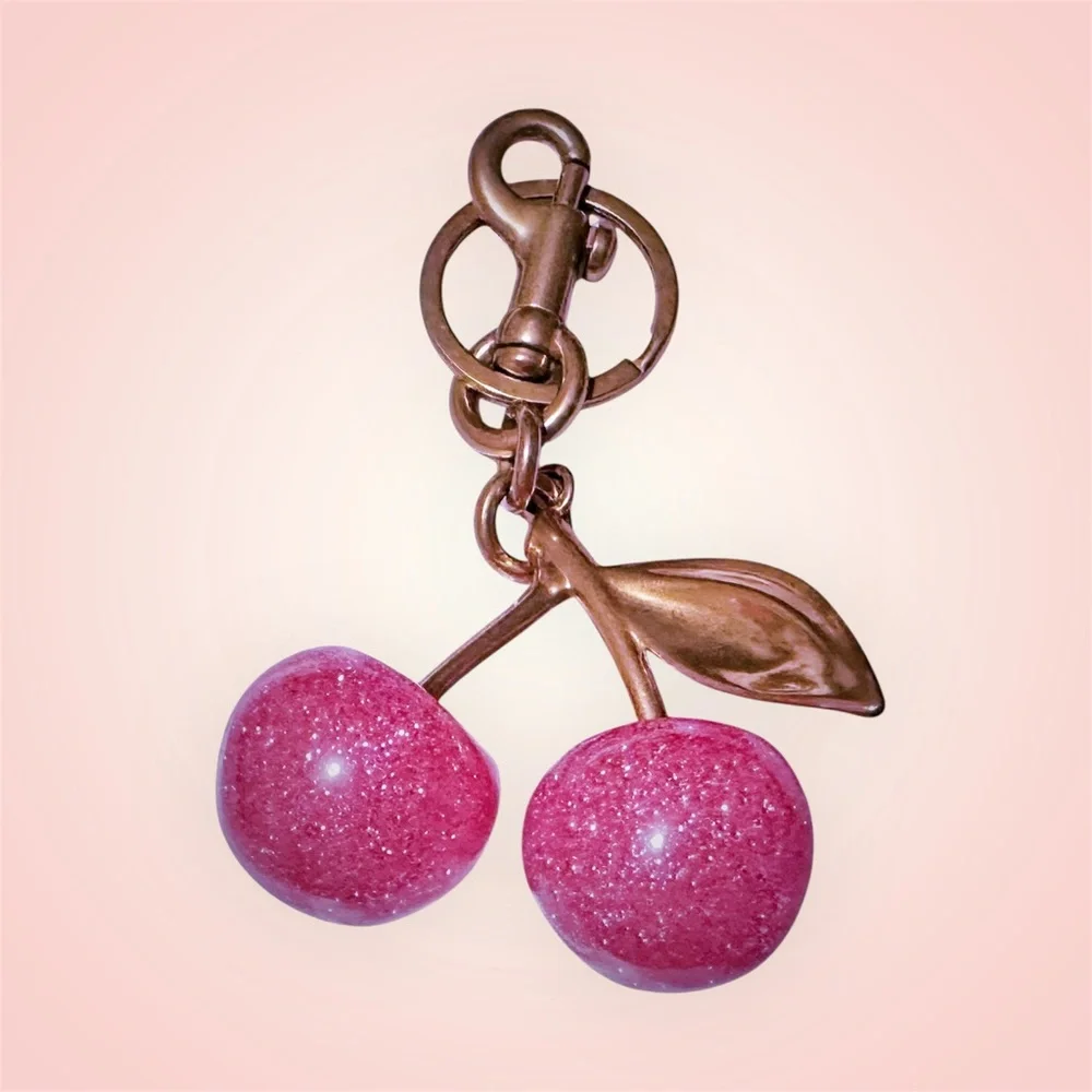 Cherry Keychain with Pink Glitter - Picture 5 of 13